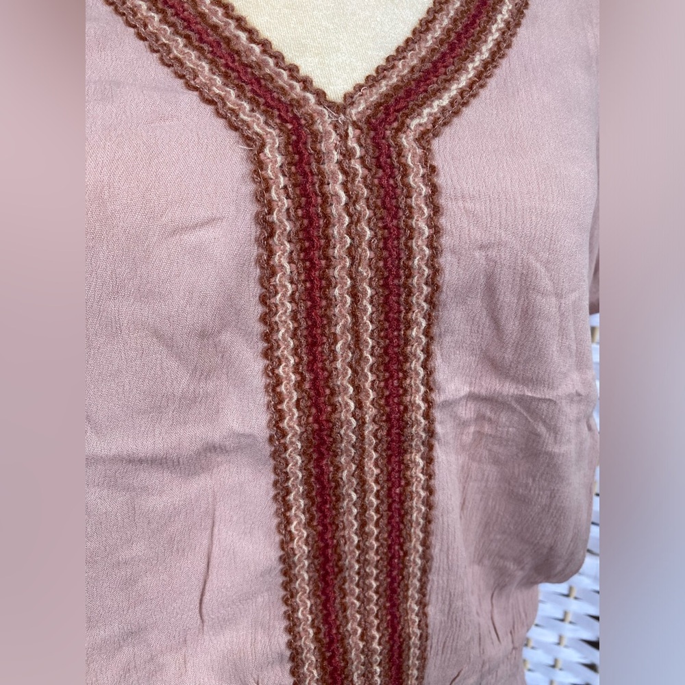 NWT Hem & Thread Meryl Zig Zag Trimmed Kimono Sleeve Top Bohemian Style Blouse - Picture 5 of 15
